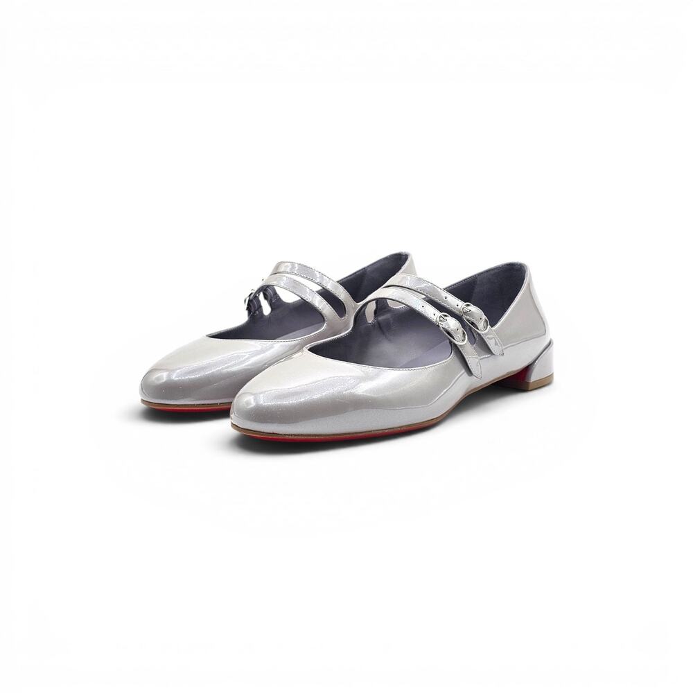 Christian Louboutin Sweet Jane Patent Leather Flats Gray EU 38.5 US 8.5 NWB
